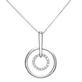 Micro Set Diamond Circles Pendant in 9ct White Gold